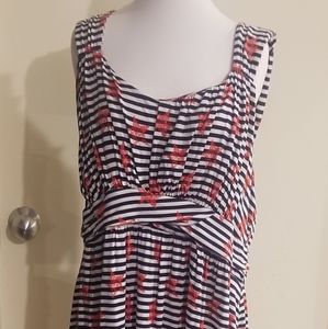 Style & Co 3X Midi Red White and Blue Dress